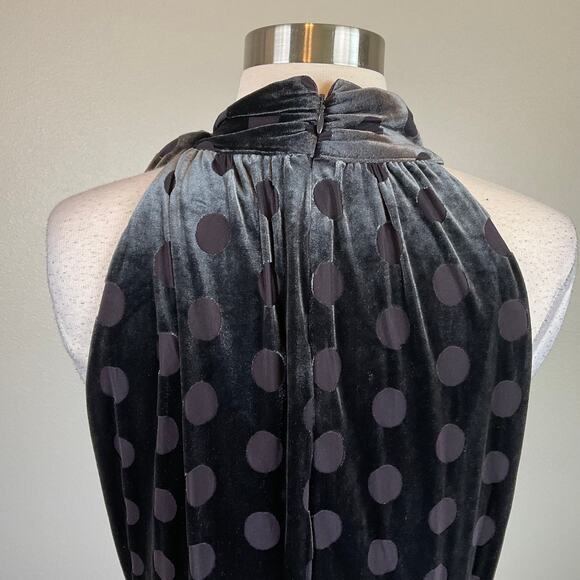 Calvin Klein Velvet Polka Dot Fit and Flare Midi Cocktail Dress Gray Size 10 - Picture 9 of 14